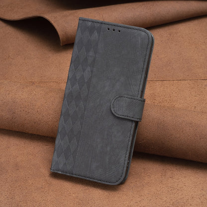 iPhone 14 Case - Embossed Plaid Leather Wallet Cover with Card Slots, Kickstand, and 360 degree Protection