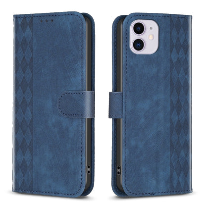 iPhone 11 Case - Embossed Plaid Leather Wallet Cover with Card Slots, Kickstand, and 360 degree Protection