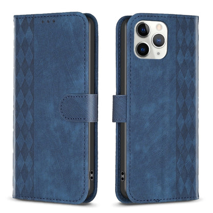 iPhone 11 Pro Case - Embossed Plaid Leather Wallet Cover with Card Slots, Kickstand, and 360 degree Protection