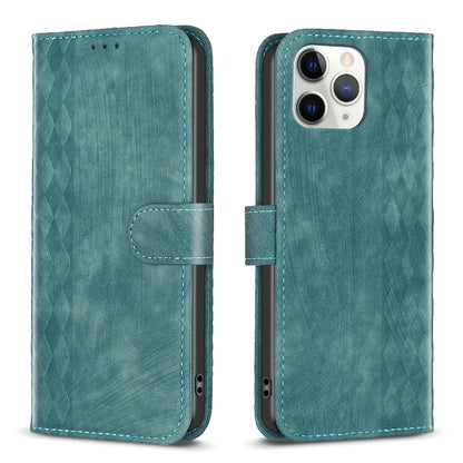 iPhone 11 Pro Case - Embossed Plaid Leather Wallet Cover with Card Slots, Kickstand, and 360 degree Protection