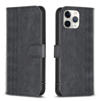 iPhone 11 Pro Case - Embossed Plaid Leather Wallet Cover with Card Slots, Kickstand, and 360 degree Protection