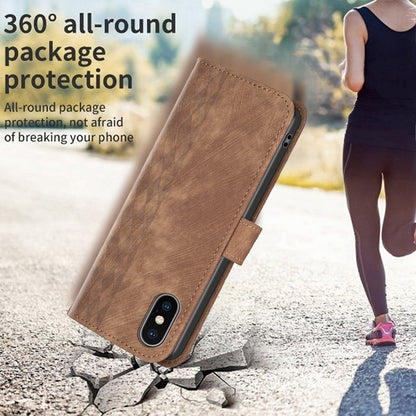 iPhone XS Case - Embossed Plaid Leather Wallet Cover with Card Slots, Kickstand, and 360 degree Protection