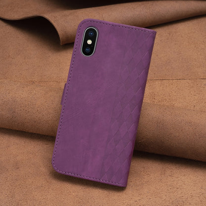 iPhone X Case - Embossed Plaid Leather Wallet Cover with Card Slots, Kickstand, and 360 degree Protection