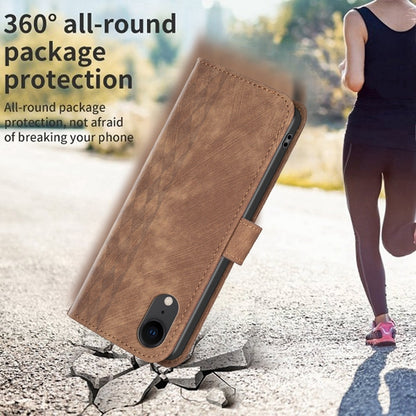 iPhone XR Case - Embossed Plaid Leather Wallet Cover with Card Slots, Kickstand, and 360 degree Protection