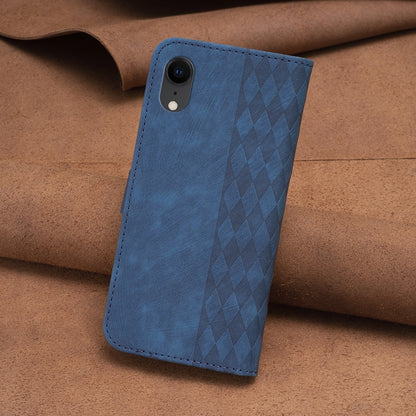 iPhone XR Case - Embossed Plaid Leather Wallet Cover with Card Slots, Kickstand, and 360 degree Protection