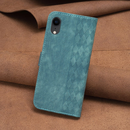 iPhone XR Case - Embossed Plaid Leather Wallet Cover with Card Slots, Kickstand, and 360 degree Protection