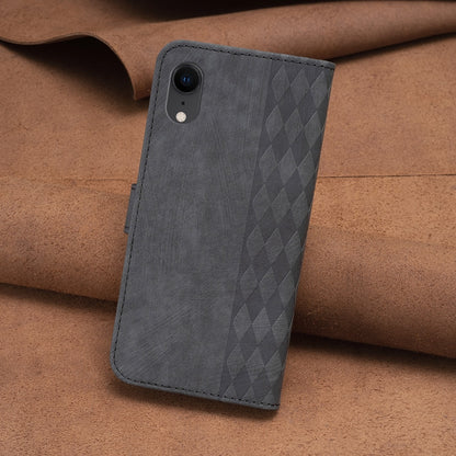 iPhone XR Case - Embossed Plaid Leather Wallet Cover with Card Slots, Kickstand, and 360 degree Protection