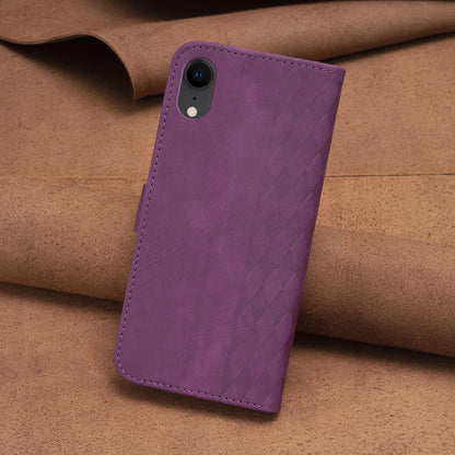 iPhone XR Case - Embossed Plaid Leather Wallet Cover with Card Slots, Kickstand, and 360 degree Protection