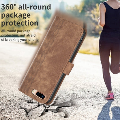 iPhone 7 Plus Case - Embossed Plaid Leather Wallet Cover with Card Slots, Kickstand, and 360 degree Protection