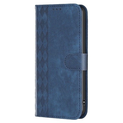 iPhone 15 Pro Max Case - Embossed Plaid Leather Wallet Cover with Card Slots, Kickstand, and 360 degree Protection