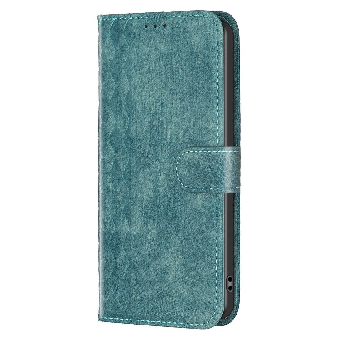 iPhone 15 Pro Max Case - Embossed Plaid Leather Wallet Cover with Card Slots, Kickstand, and 360 degree Protection