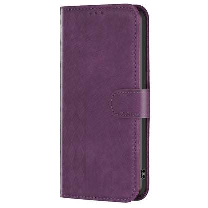 iPhone 15 Pro Max Case - Embossed Plaid Leather Wallet Cover with Card Slots, Kickstand, and 360 degree Protection