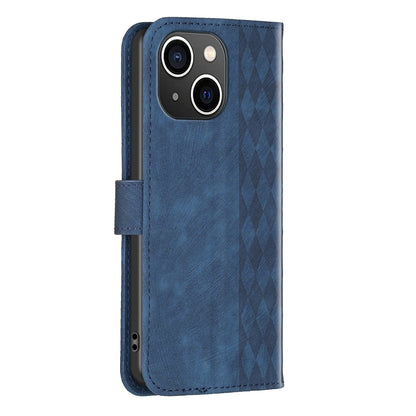 iPhone 15 Plus Case - Embossed Plaid Leather Wallet Cover with Card Slots, Kickstand, and 360 degree Protection