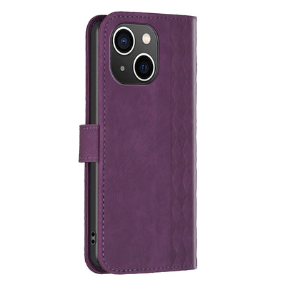 iPhone 15 Case - Embossed Plaid Leather Wallet Cover with Card Slots, Kickstand, and 360 degree Protection