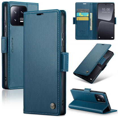 Xiaomi 13 Leather Case - RFID Anti-Theft, Litchi Texture, Wallet & Stand Design