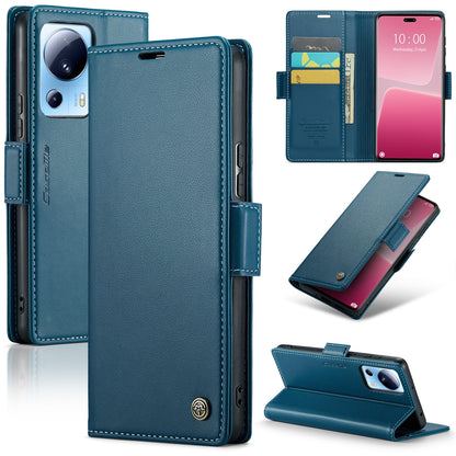 Xiaomi 13 Lite Leather Case - RFID Anti-Theft, Litchi Texture, Wallet & Stand Design