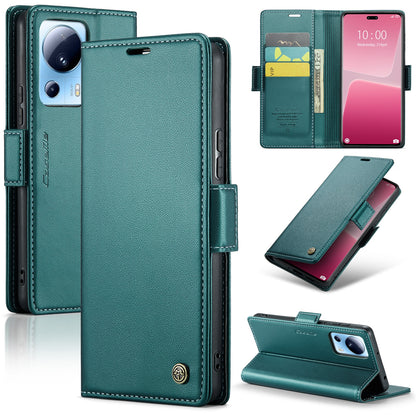 Xiaomi 13 Lite Leather Case - RFID Anti-Theft, Litchi Texture, Wallet & Stand Design