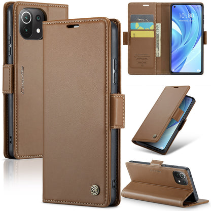 Xiaomi Mi 11 Lite Leather Case - RFID Anti-Theft, Litchi Texture, Wallet & Stand Design