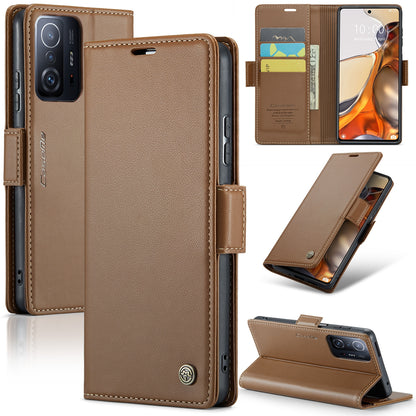 Xiaomi 11T / 11T Pro Leather Case - RFID Anti-Theft, Litchi Texture, Wallet & Stand Design