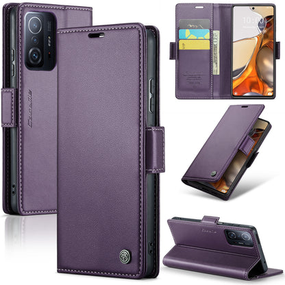 Xiaomi 11T / 11T Pro Leather Case - RFID Anti-Theft, Litchi Texture, Wallet & Stand Design