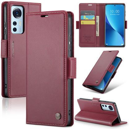 Xiaomi 12 / 12X / 12S Leather Case - RFID Anti-Theft, Litchi Texture, Wallet & Stand Design