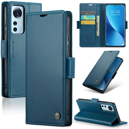 Xiaomi 12 / 12X / 12S Leather Case - RFID Anti-Theft, Litchi Texture, Wallet & Stand Design