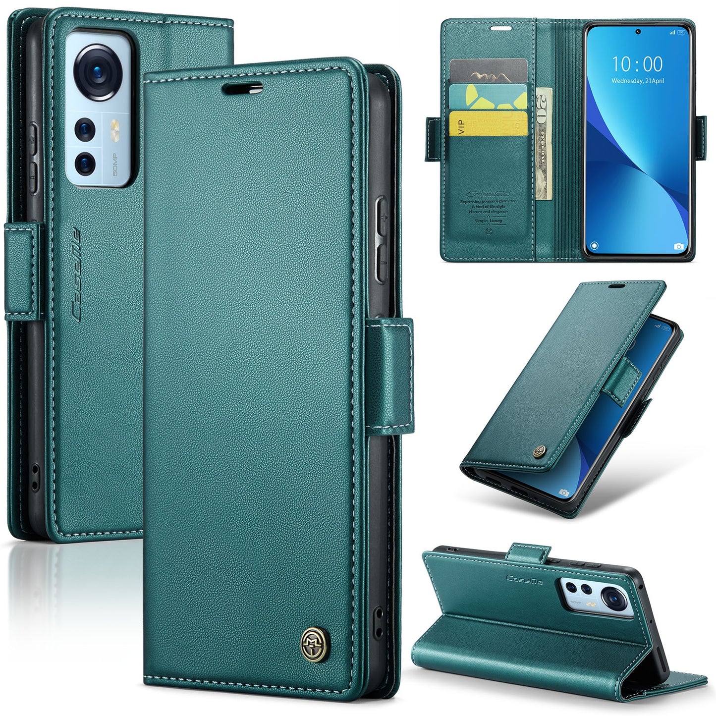 Xiaomi 12 / 12X / 12S Leather Case - RFID Anti-Theft, Litchi Texture, Wallet & Stand Design