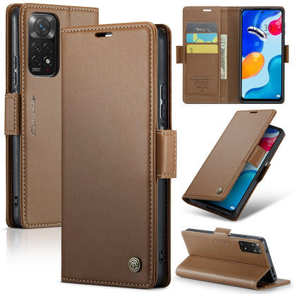 Xiaomi Redmi Note 11 4G Leather Case - RFID Anti-Theft, Litchi Texture, Wallet & Stand Design