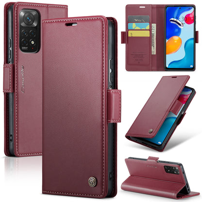 Xiaomi Redmi Note 11 4G Leather Case - RFID Anti-Theft, Litchi Texture, Wallet & Stand Design