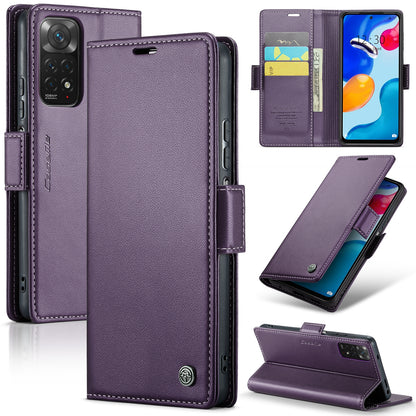 Xiaomi Redmi Note 11 4G Leather Case - RFID Anti-Theft, Litchi Texture, Wallet & Stand Design