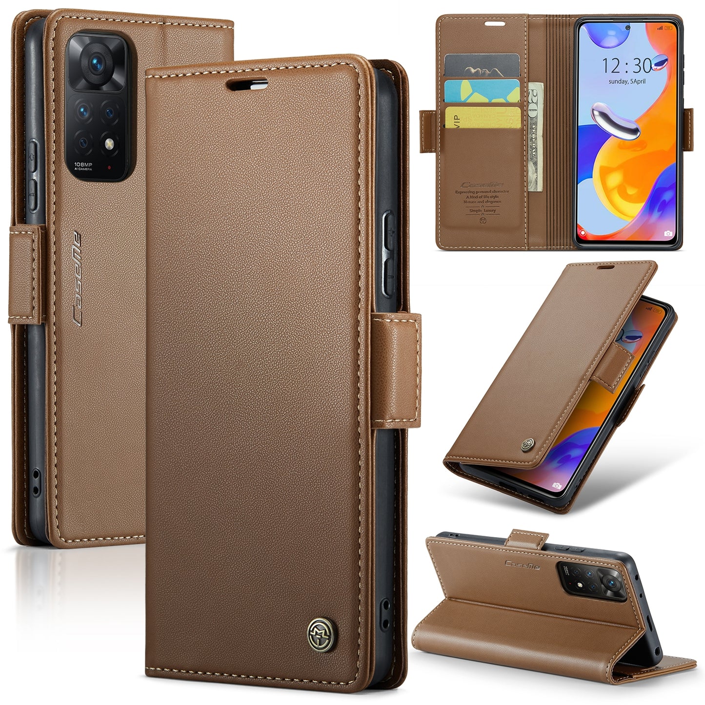 Xiaomi Redmi Note 11 Pro 5G Leather Case - RFID Anti-Theft, Litchi Texture, Wallet & Stand Design