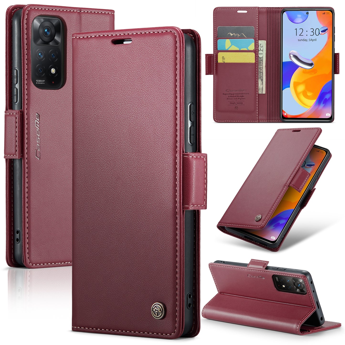 Xiaomi Redmi Note 11 Pro 5G Leather Case - RFID Anti-Theft, Litchi Texture, Wallet & Stand Design