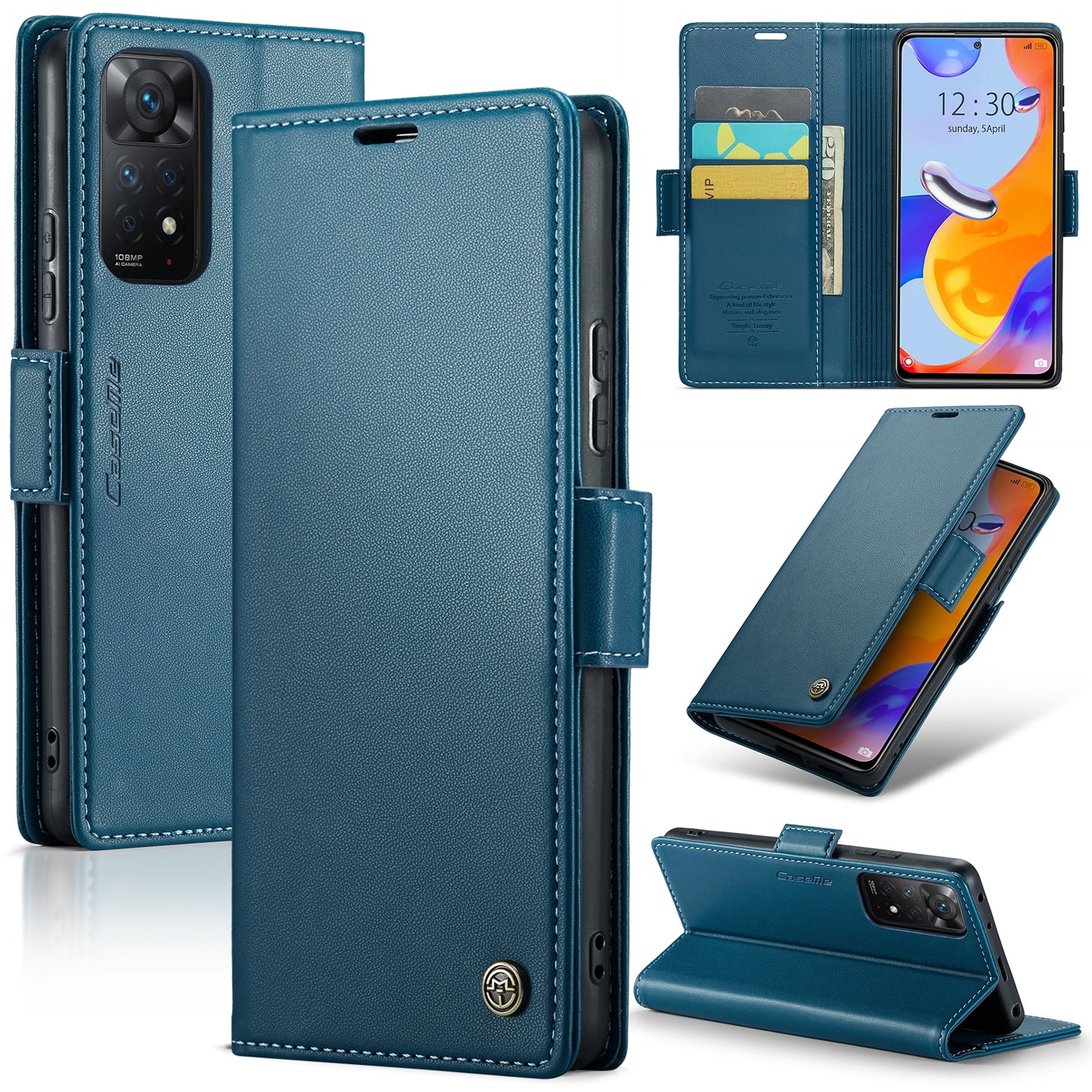 Xiaomi Redmi Note 11 Pro 5G Leather Case - RFID Anti-Theft, Litchi Texture, Wallet & Stand Design