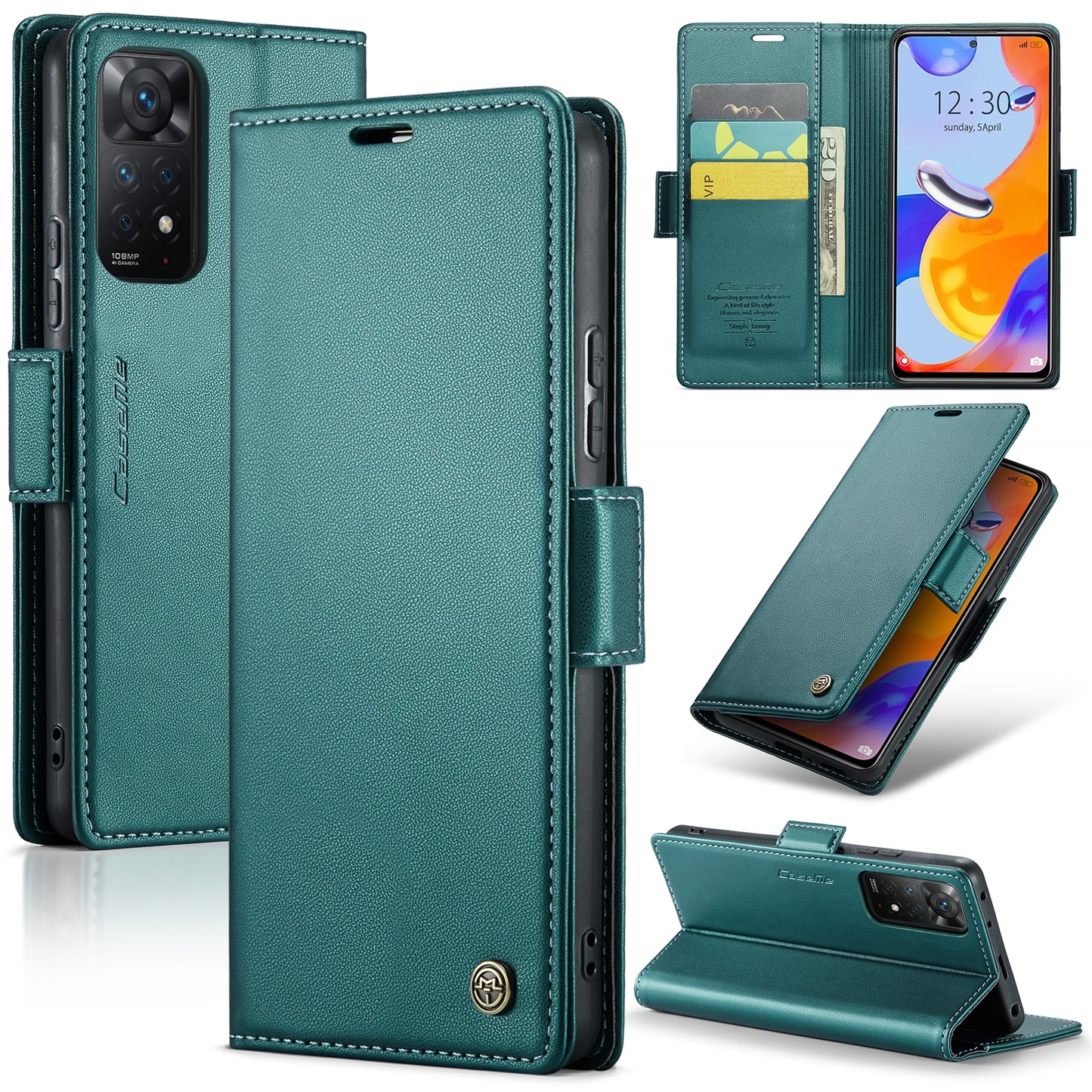 Xiaomi Redmi Note 11 Pro 5G Leather Case - RFID Anti-Theft, Litchi Texture, Wallet & Stand Design