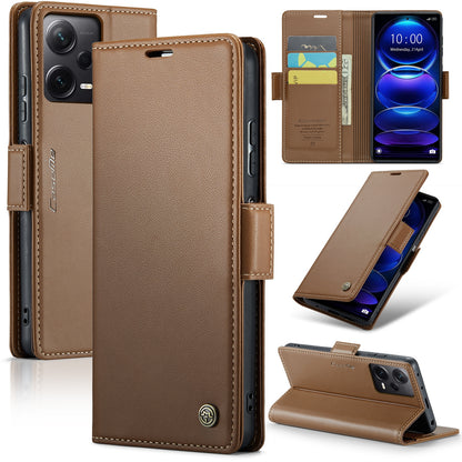 Xiaomi Redmi Note 12 Pro+ 5G Leather Case - RFID Anti-Theft, Litchi Texture, Wallet & Stand Design