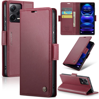 Xiaomi Redmi Note 12 Pro+ 5G Leather Case - RFID Anti-Theft, Litchi Texture, Wallet & Stand Design