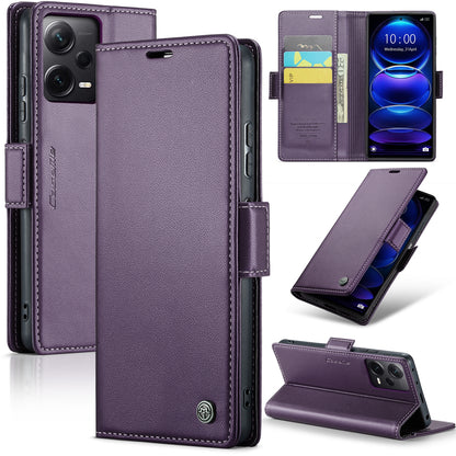 Xiaomi Redmi Note 12 Pro+ 5G Leather Case - RFID Anti-Theft, Litchi Texture, Wallet & Stand Design