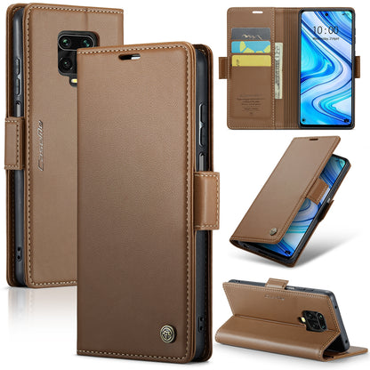 Xiaomi Redmi Note 9S/Note 9 Pro/Note 9 Pro Max Leather Case - RFID Anti-Theft, Litchi Texture, Wallet & Stand Design