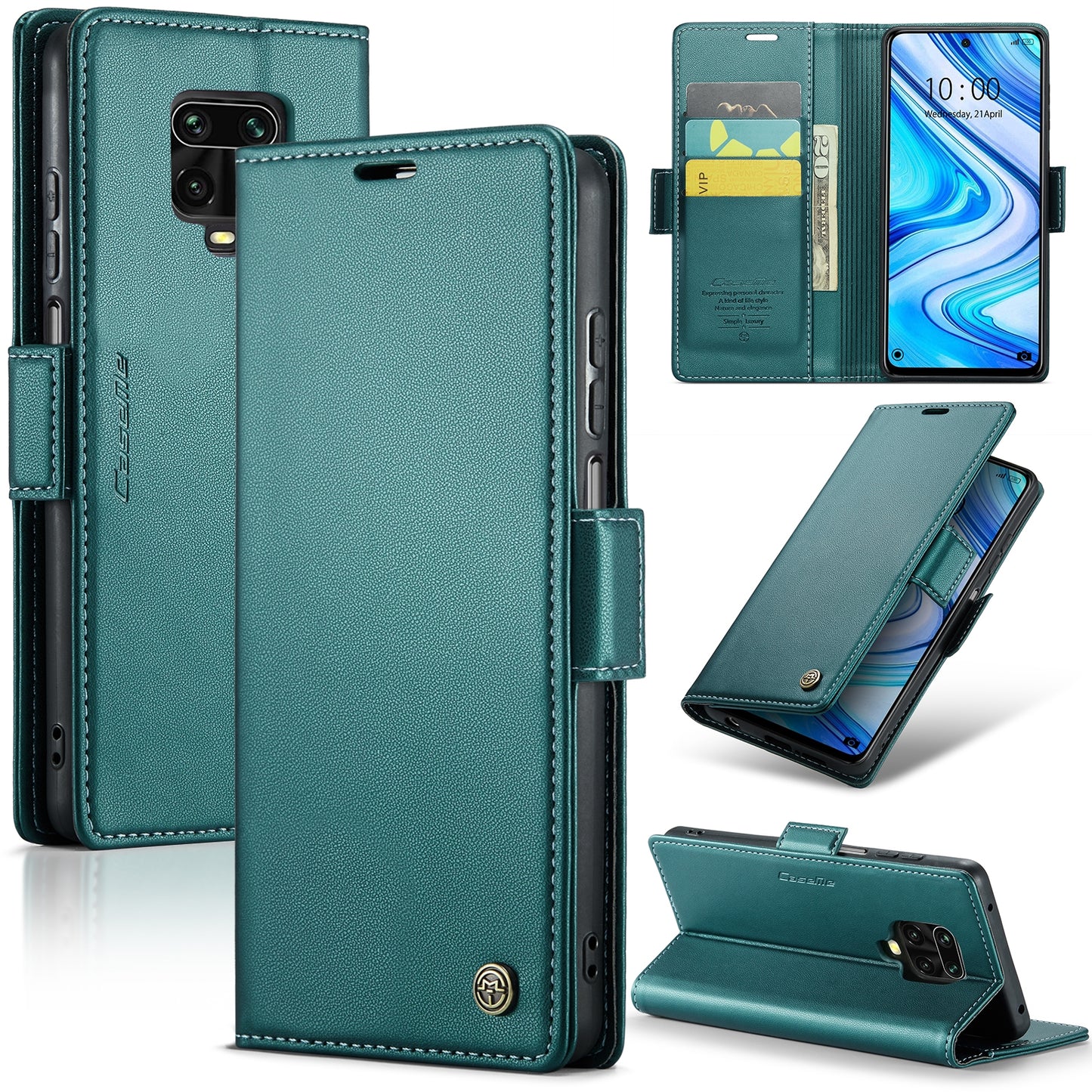 Xiaomi Redmi Note 9S/Note 9 Pro/Note 9 Pro Max Leather Case - RFID Anti-Theft, Litchi Texture, Wallet & Stand Design