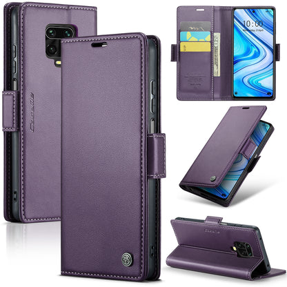 Xiaomi Redmi Note 9S/Note 9 Pro/Note 9 Pro Max Leather Case - RFID Anti-Theft, Litchi Texture, Wallet & Stand Design