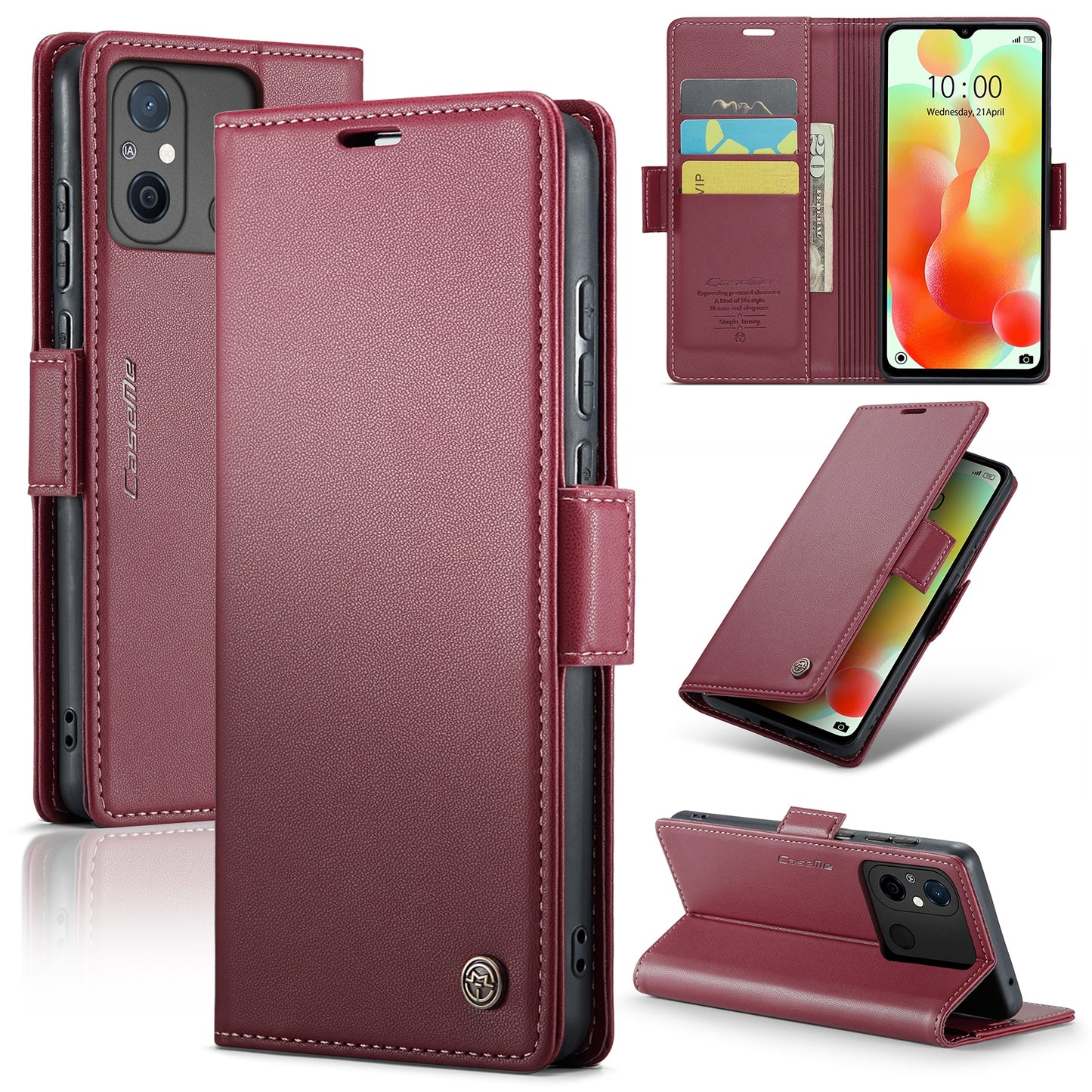 Xiaomi Redmi 11A / 12C Leather Case - RFID Anti-Theft, Litchi Texture, Wallet & Stand Design