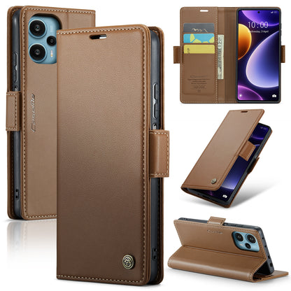 Xiaomi Poco F5 5G/Redmi Note 12 Turbo 5G Leather Case - RFID Anti-Theft, Litchi Texture, Wallet & Stand Design