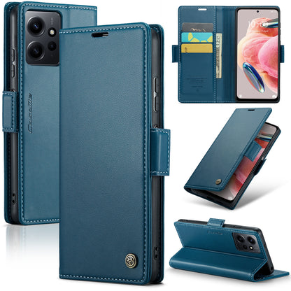 Xiaomi Redmi Note 12 4G Leather Case - RFID Anti-Theft, Litchi Texture, Wallet & Stand Design