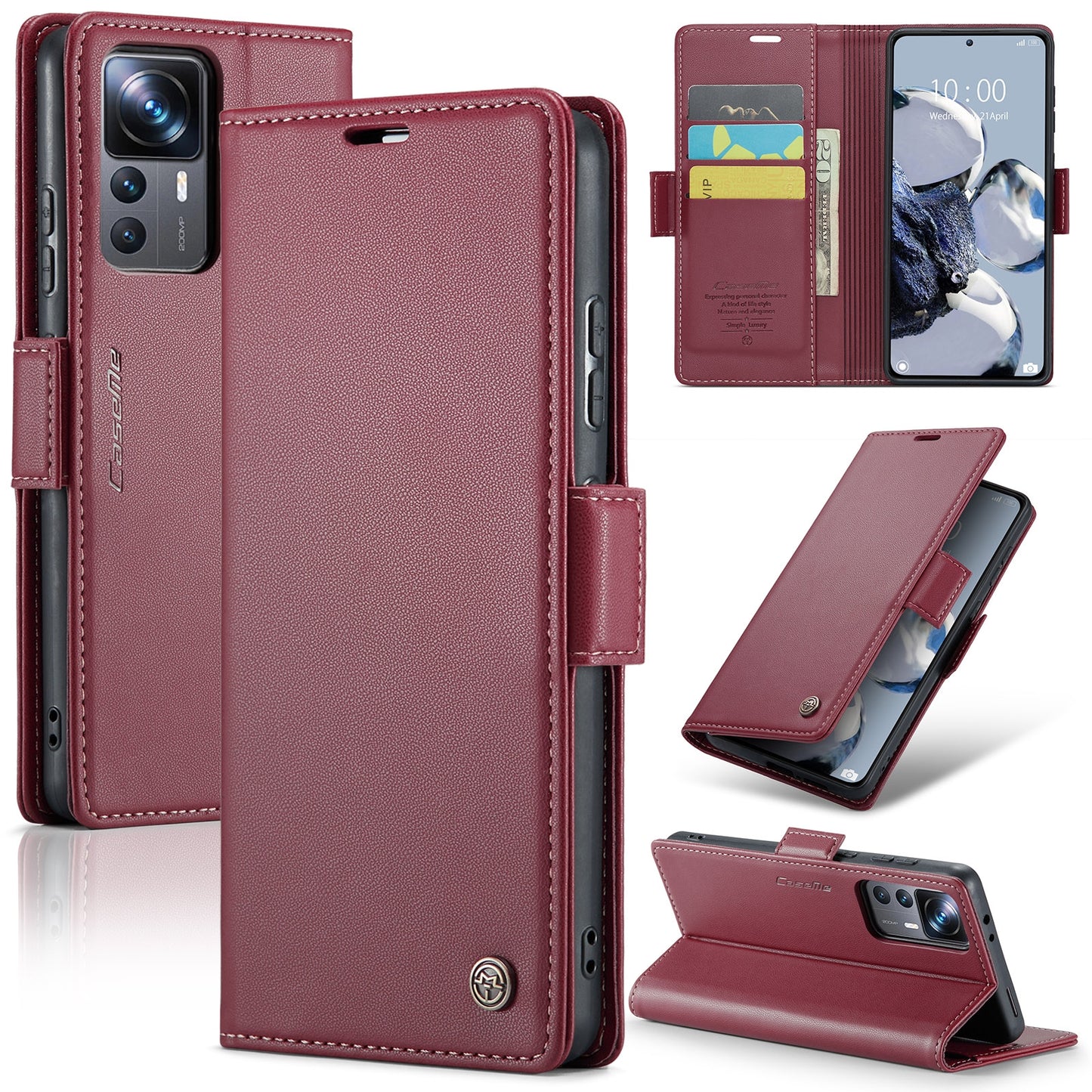 Xiaomi 12T /12T Pro/Redmi K50 Ultra Leather Case - RFID Anti-Theft, Litchi Texture, Wallet & Stand Design