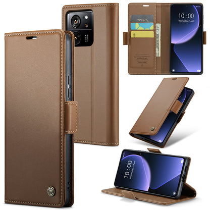 Xiaomi 13T / 13T Pro Leather Case - RFID Anti-Theft, Litchi Texture, Wallet & Stand Design