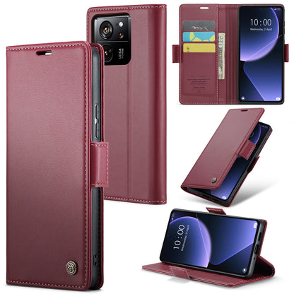 Xiaomi 13T / 13T Pro Leather Case - RFID Anti-Theft, Litchi Texture, Wallet & Stand Design