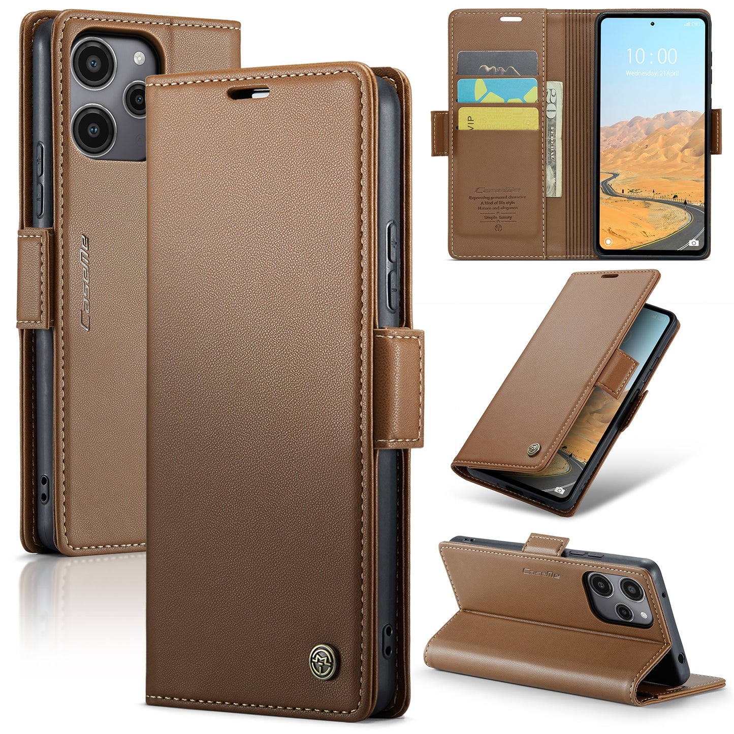 Xiaomi Redmi 12 4G／12 5G／Note 12R／POCO M6 Pro 5G Leather Case - RFID Anti-Theft, Litchi Texture, Wallet & Stand Design