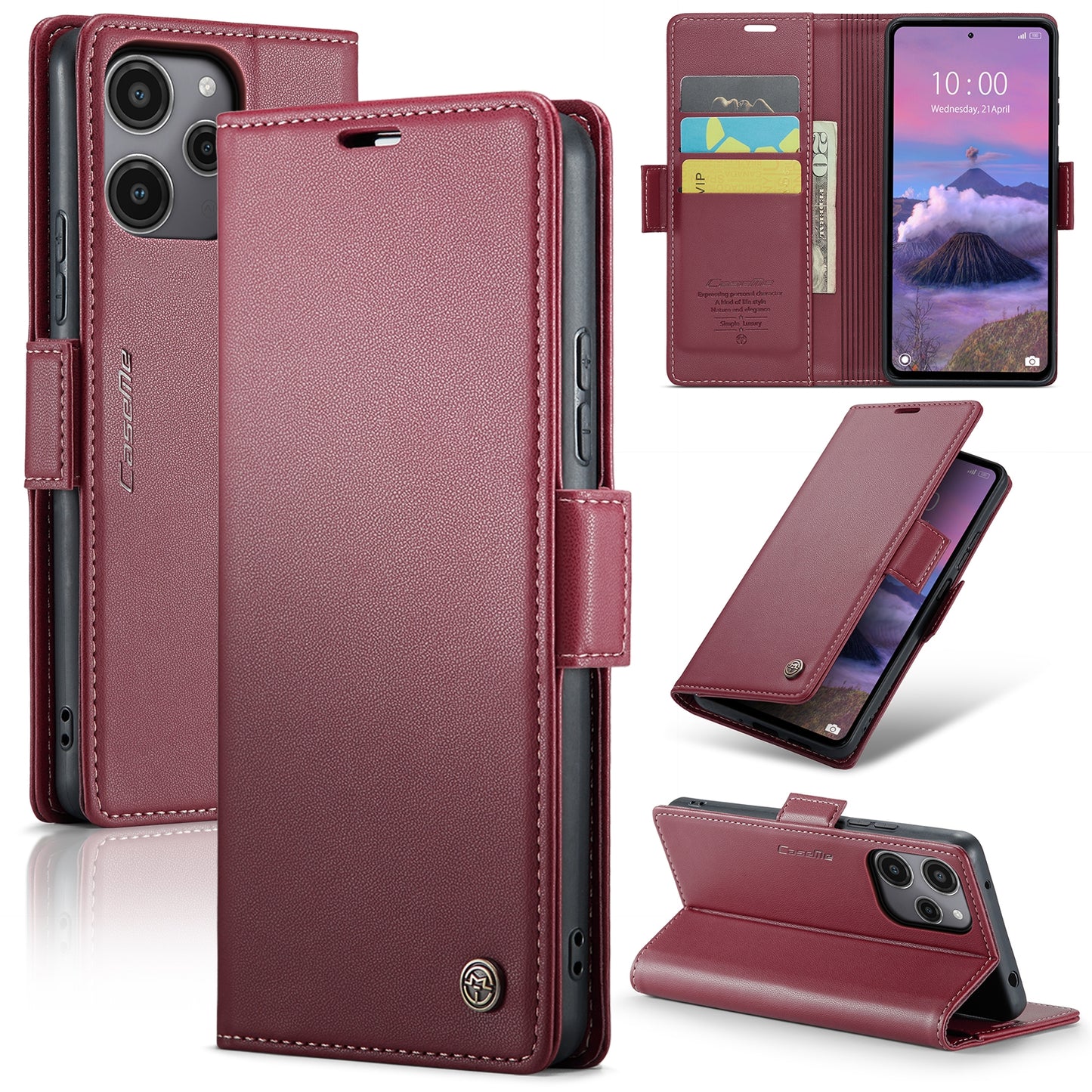 Xiaomi Redmi 12 4G／12 5G／Note 12R／POCO M6 Pro 5G Leather Case - RFID Anti-Theft, Litchi Texture, Wallet & Stand Design