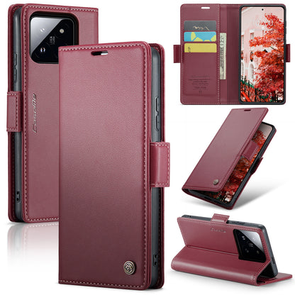 Xiaomi 14 Pro Leather Case - RFID Anti-Theft, Litchi Texture, Wallet & Stand Design