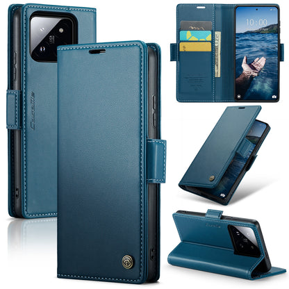 Xiaomi 14 Pro Leather Case - RFID Anti-Theft, Litchi Texture, Wallet & Stand Design